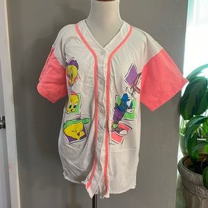 Vintage Sun Sportswear Womens White Looney Tunes WB Jersey